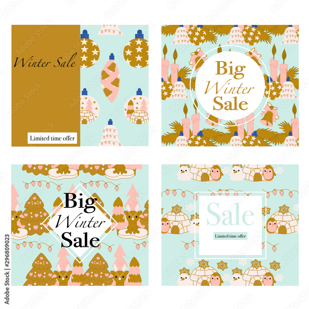 Set of four vector banners for winter promotions