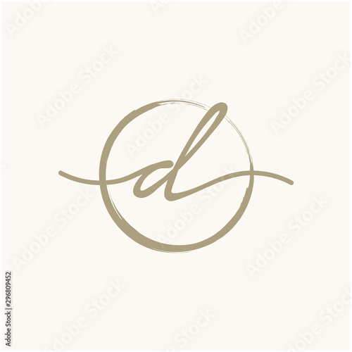 Letter D With Circle Brush Logo. Creative fashion logo design. handwritten logo for identity - Vector