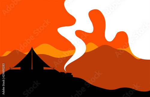 campeggio, tenda, accamparsi, fuoco, tarp