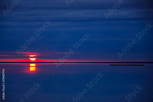 Deep blue sunset on the Lake Elton