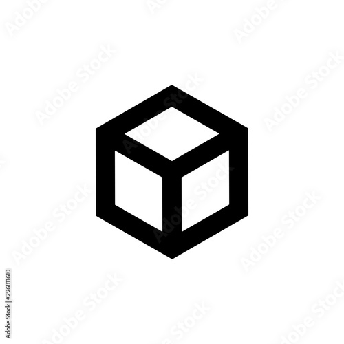 Cube icon. 3d tool symmbol. Building sign. Logo design element