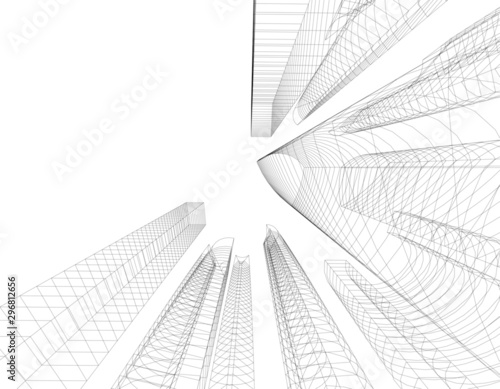 Concept 3d architecture building, vector illustration