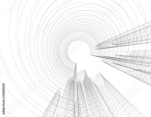 Concept 3d architecture building, vector illustration