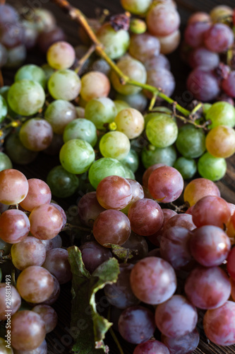 Ripe green and red grapes close-up