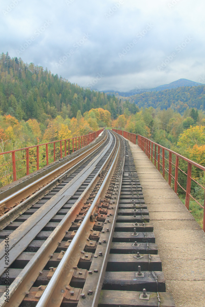 Railroad through the autumn mountains.