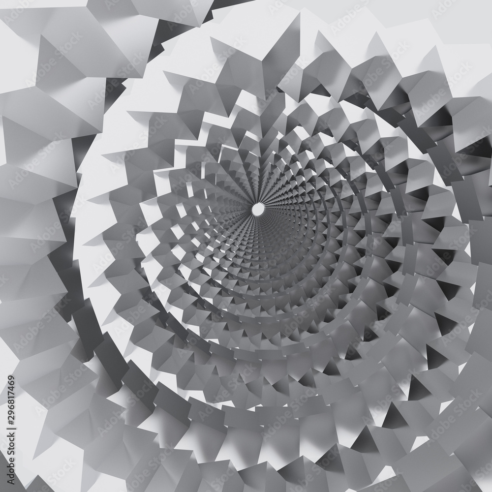 Fototapeta Streszczenie biały spiralny tunel