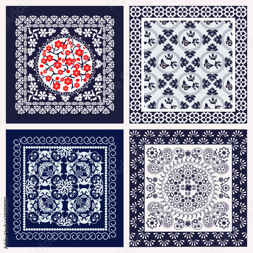 patterns set ornament paisley Bandana Print