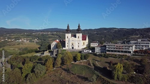 Aerial panorama of the Basilica Maria Taferl near the Melk, Wachau Valley, Lower Austria photo