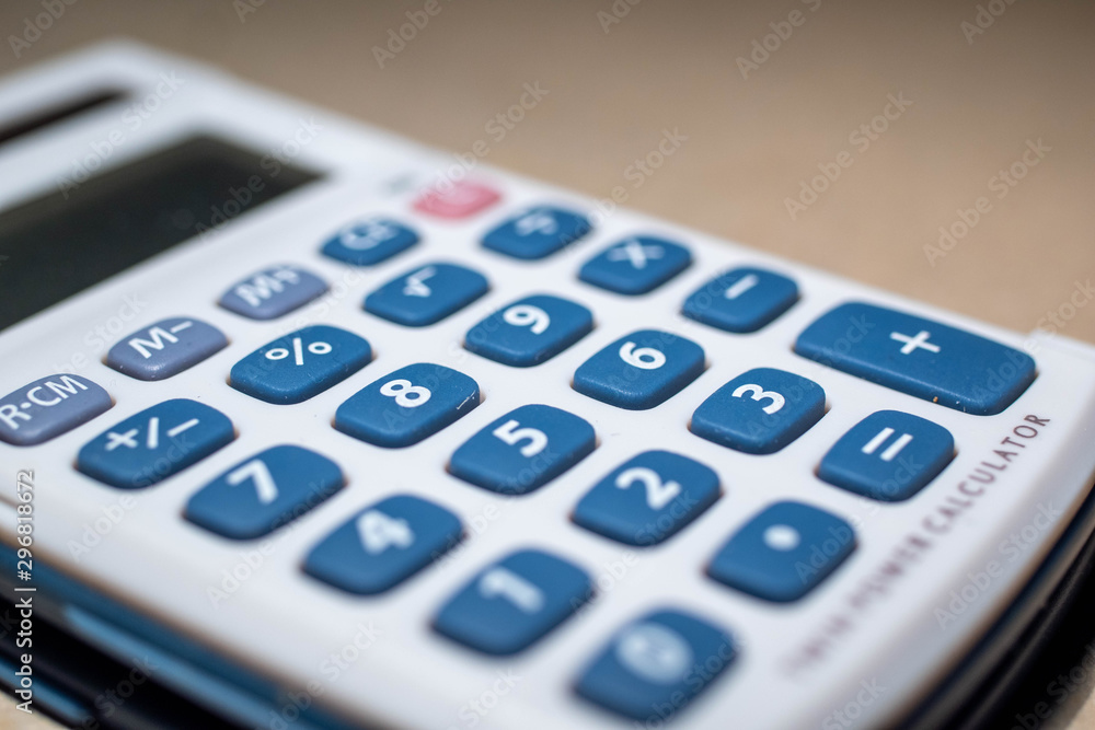 calculator with blue keys 