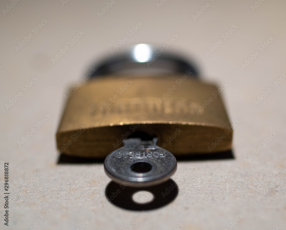 Padlocks close with key Padlocks close with key