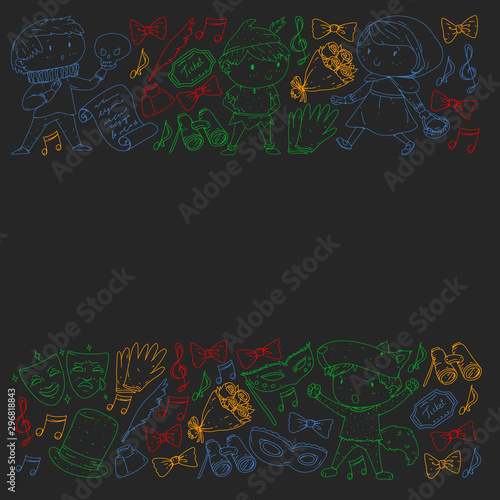 Illustration of a Children's Performing on Stage. Theatre with kids