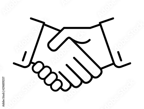 Business handshake line icon, outline vector sign, linear style pictogram isolated on white. Agreement, Shaking hands symbol, logo illustration. Editable stroke