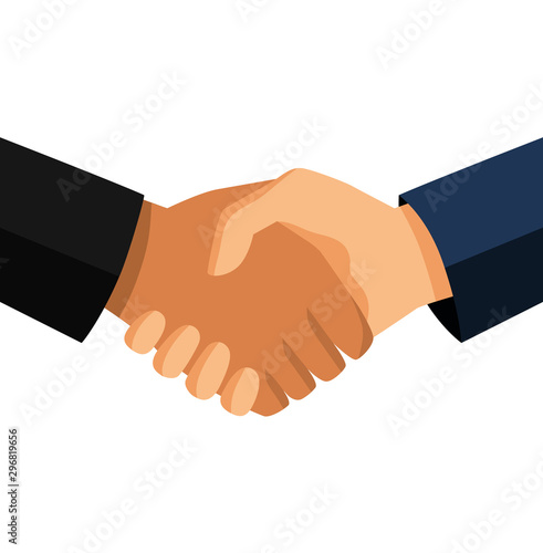 Color handshake of business partners. Business handshake. Successful deal. Vector flat style illustration