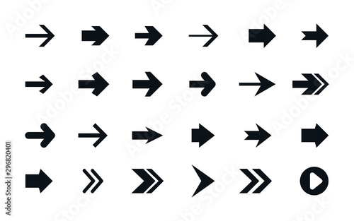 Set arrows mark flat style symbol. Vector icon set of arrow pointer