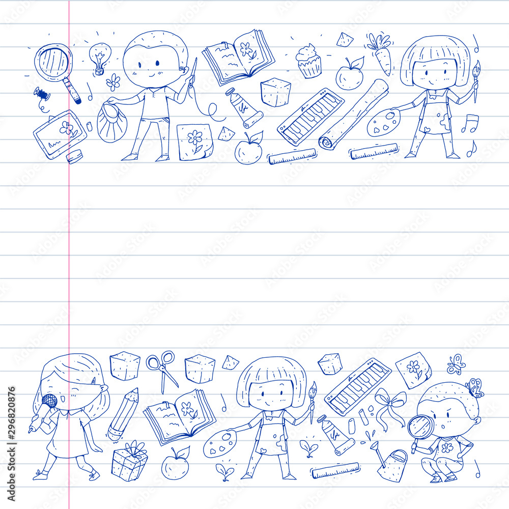 Back to school vector pattern. Education icons for children. Back to school vector pattern. Education icons for children.