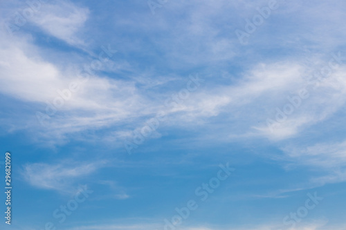 The background image of sky and thin clouds in the morning in Thailand Giving a feeling of freshness, comfort and relaxation.