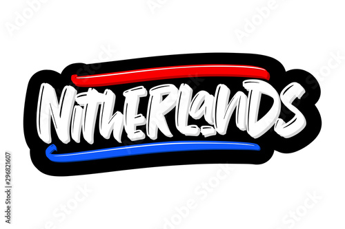 Nitherlands modern brush lettering text. Vector illustration logo for print and advertising.