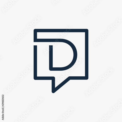 letter D with speech bubble line logo. talk logo vector modern illustration graphic abstract template. Chat concept Logo Template - VECTOR