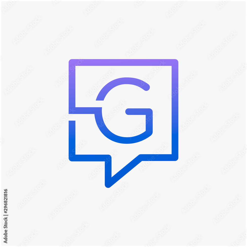 letter G with speech bubble line logo. talk logo vector modern illustration graphic abstract template. Chat concept Logo Template - VECTOR letter G with speech bubble line logo. talk logo vector modern illustration graphic abstract template. Chat concept Logo Template - VECTOR