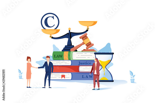 Intellectual Property Lawyer Flat Illustration. Man Showing Patent, License Document Cartoon Vector Character.