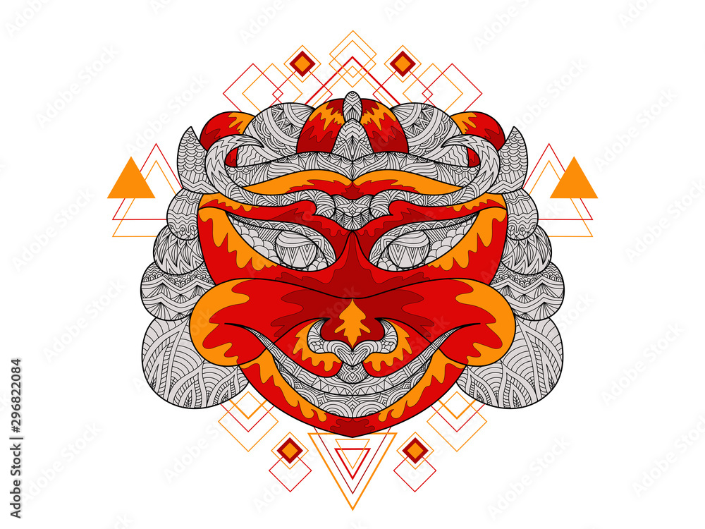 Mask Mad Man Vector Illustration Vector Red Color