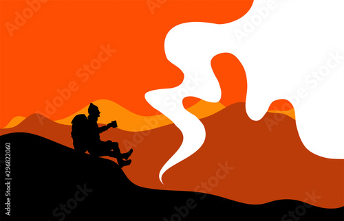 silhouette, sagoma, trekking, pausa, relax, bivacco, ristoro