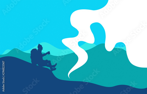 silhouette, sagoma, trekking, pausa, relax, bivacco, ristoro