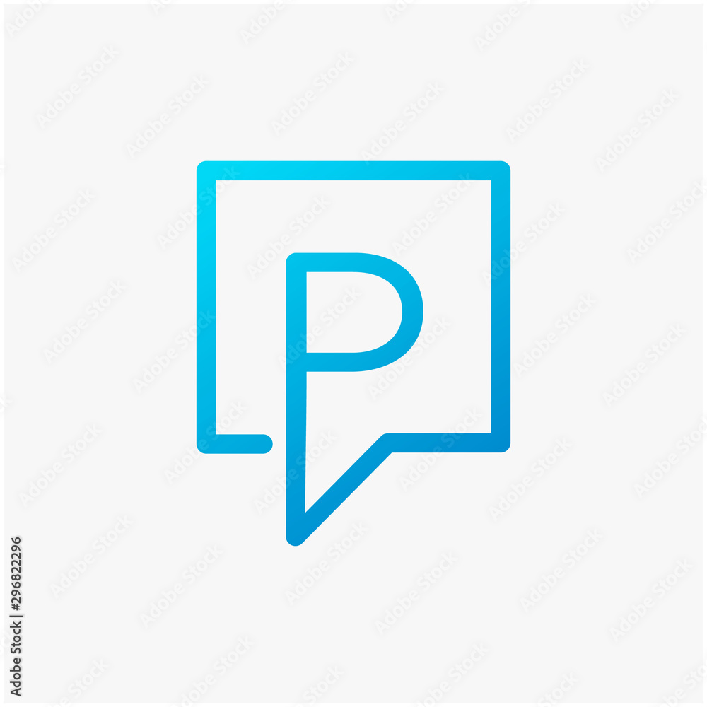letter P with speech bubble line logo. talk logo vector modern illustration graphic abstract template. Chat concept Logo Template - VECTOR letter P with speech bubble line logo. talk logo vector modern illustration graphic abstract template. Chat concept Logo Template - VECTOR