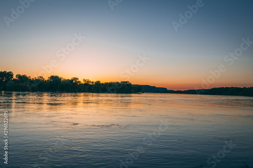 sunset on the mississippi river in la crosse wisconsin