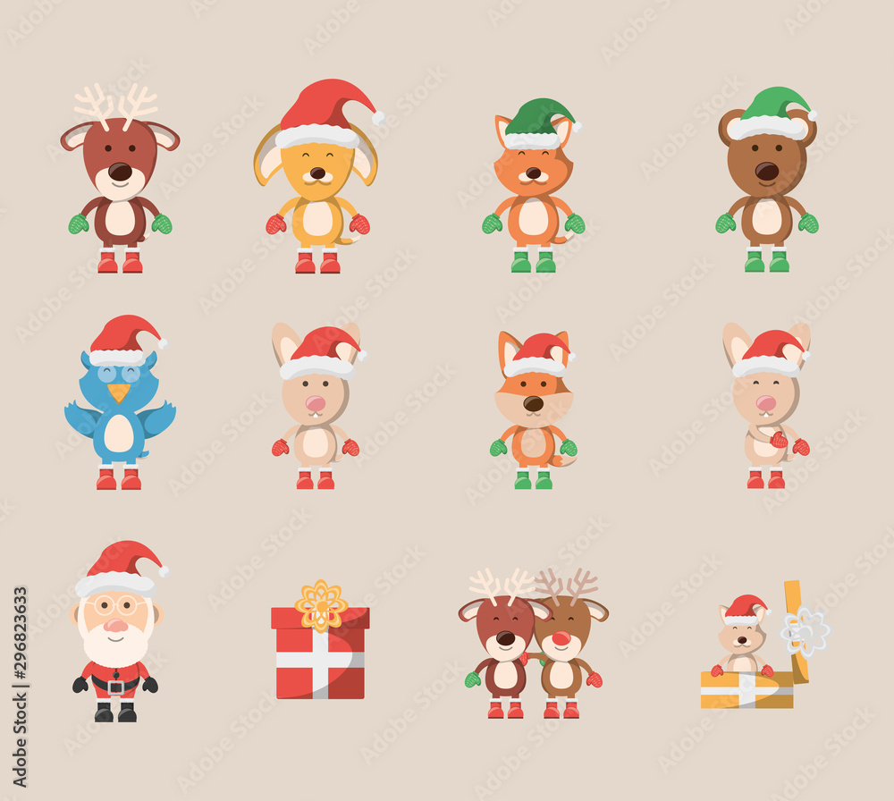 bundle of christmas with icons set