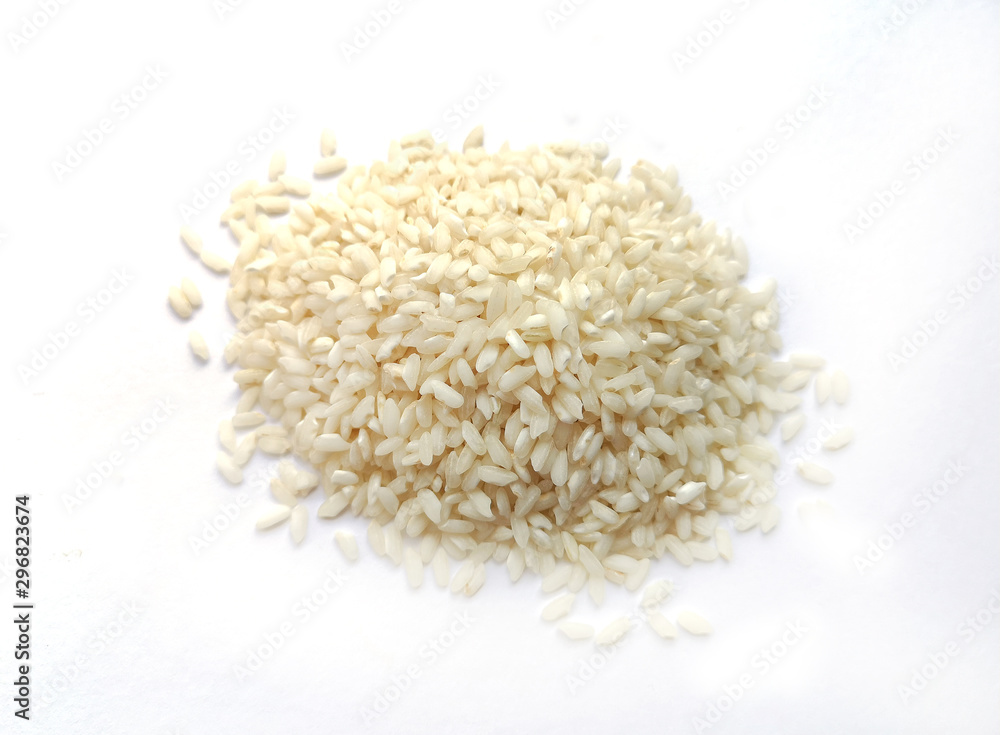 Risotto rice on white Risotto rice on white
