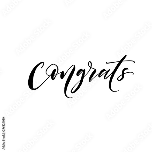Congrats hand drawn lettering. Hand drawn brush style modern calligraphy. Vector illustration of handwritten lettering. 