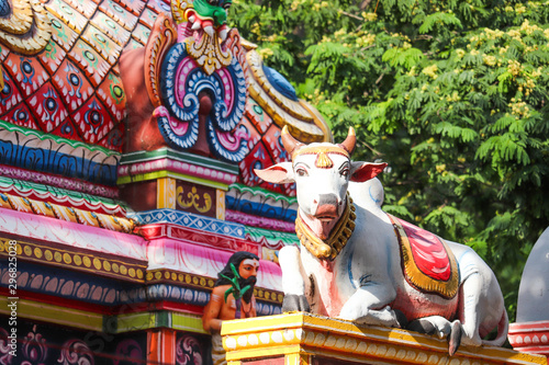 Statue Gopuram Kapaleeswarar Temple Holy Cow Religious Sacred India Animal photo