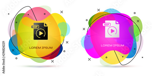 Color GIF file document. Download gif button icon isolated on white background. GIF file symbol. Abstract banner with liquid shapes. Vector Illustration
