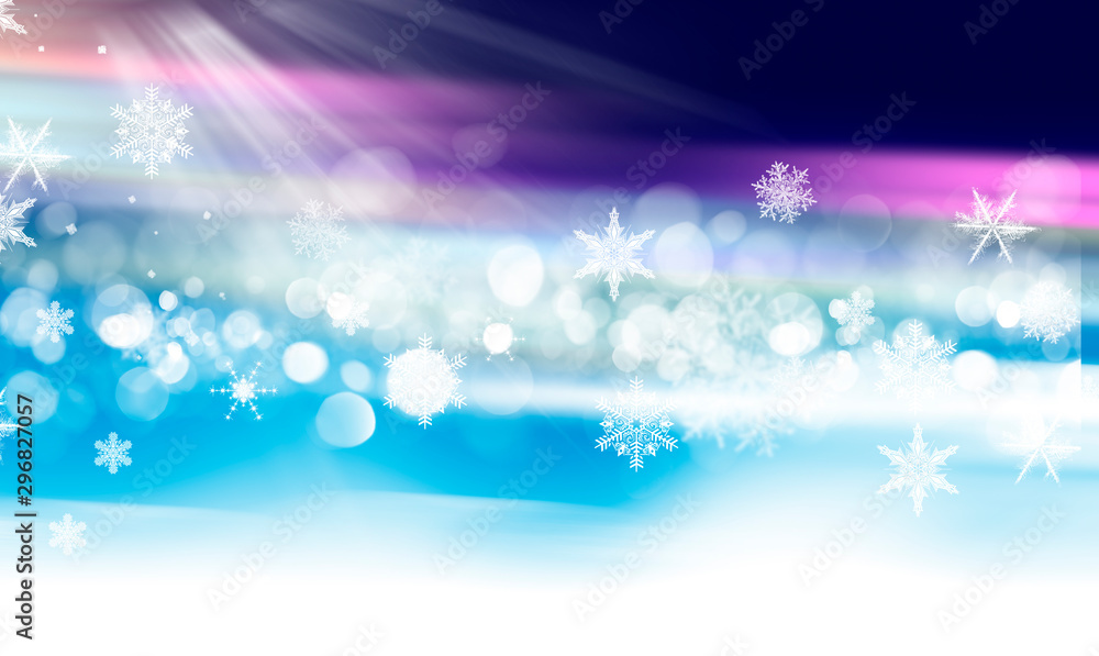Winter beautiful illustration template for background with snowflakes, snow and bokeh for New Year and Christmas. Winter beautiful illustration template for background with snowflakes, snow and bokeh for New Year and Christmas.