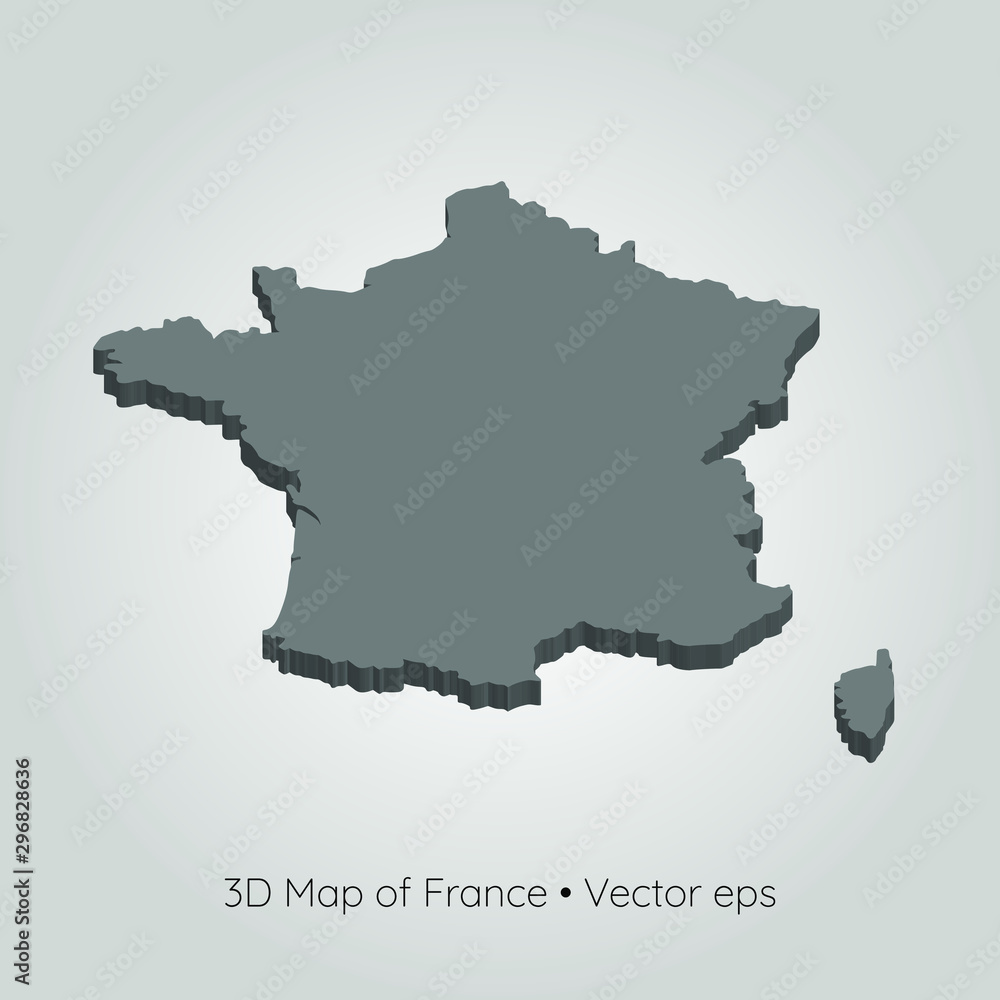 3D map of France, vector eps