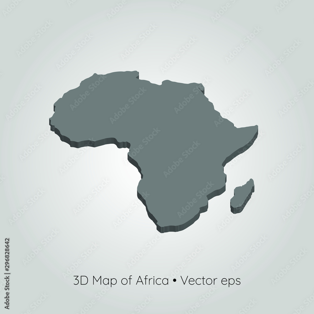 3D map of Africa, vector eps