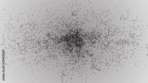 Abstract background motion transformation of empty copy space with plexus pattern of future innovation technology digital business with dots line neon network for decentralize communication connection