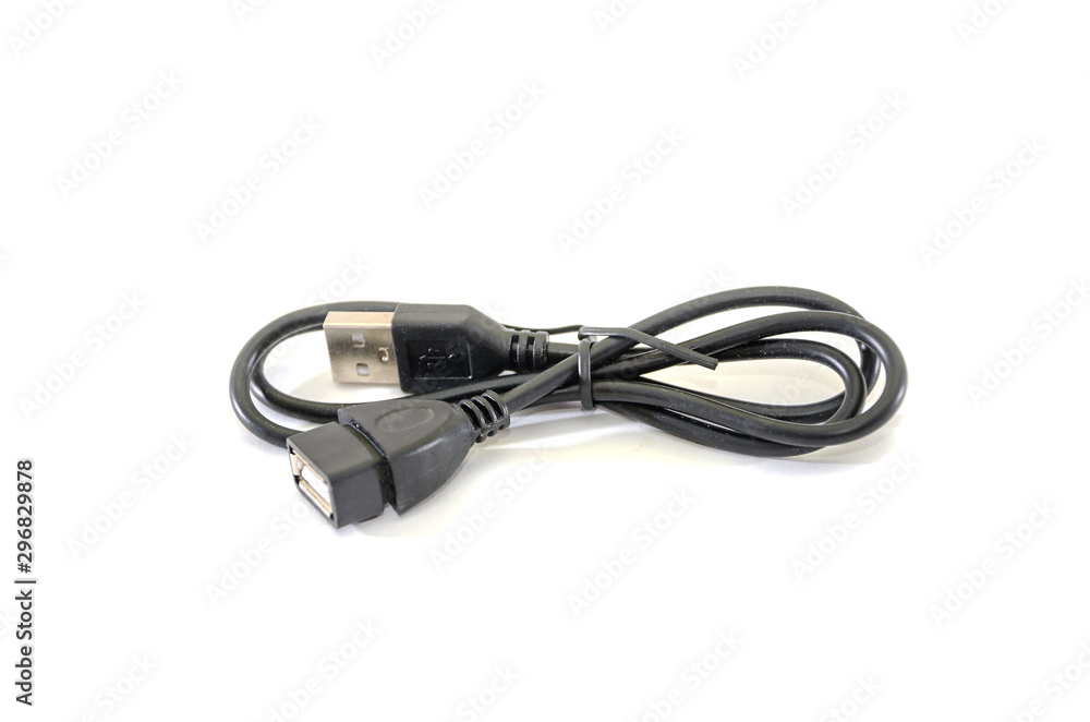 black cord isolated on a white background. black cord isolated on a white background.