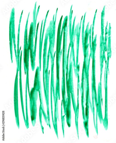 white light and dark green spring texture and background with thin and long lines drawn by watercolor paints