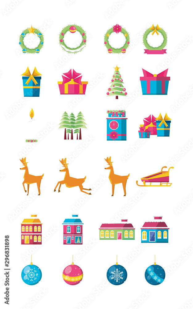 bundle of christmas with icons set bundle of christmas with icons set