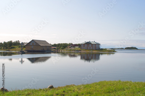 House, Maritime Museum, the Memorial cross at the Cape Herring. Solovki, Russia