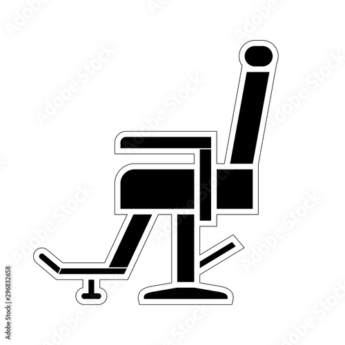 barber chair, icon. black flat illustration for barber, isolated white background