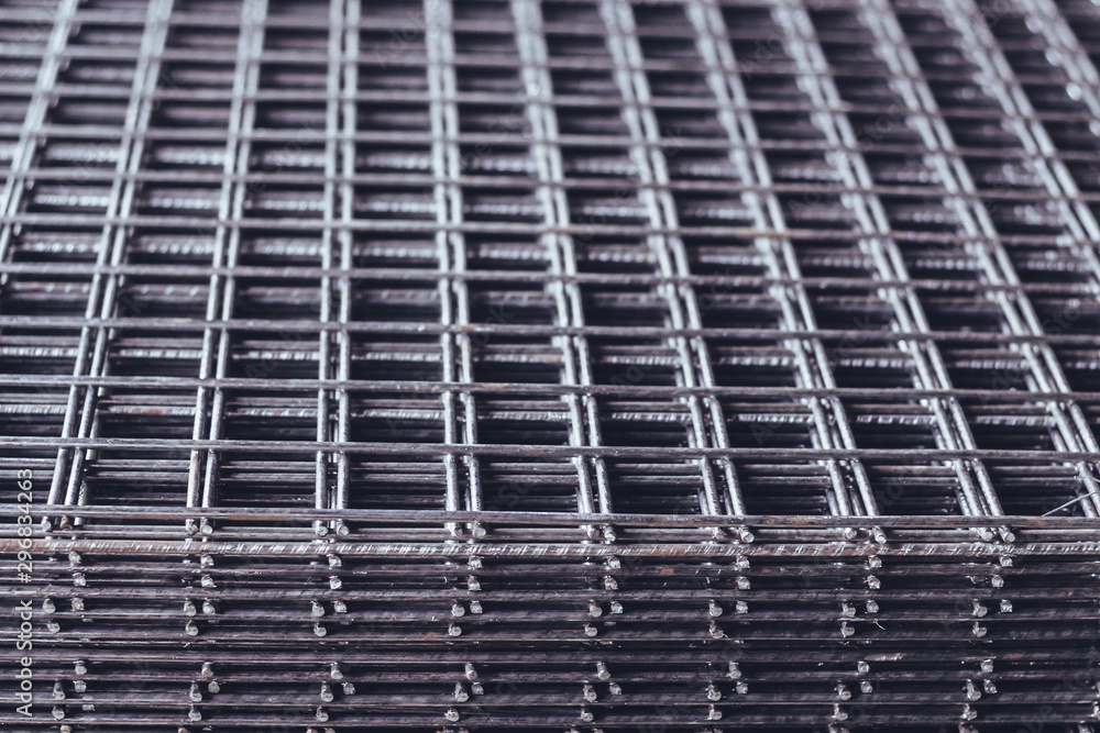 Welded mesh sheets in a warehouse Welded mesh sheets in a warehouse