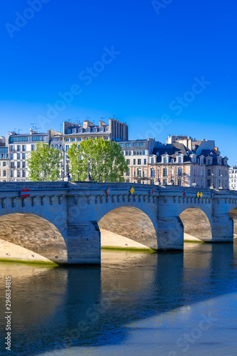 Paris, view of the Pont-Neuf and the ile de la Cité, with beautiful buildings 