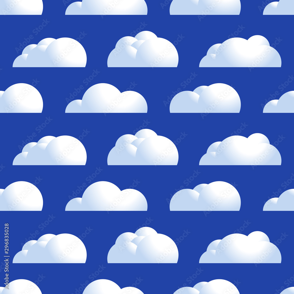 Vector Cloud seamless pattern. Natural air with fluffy cloudscape, atmosphere repeated decorative design. Vector flat style cartoon illustration Vector Cloud seamless pattern. Natural air with fluffy cloudscape, atmosphere repeated decorative design. Vector flat style cartoon illustration