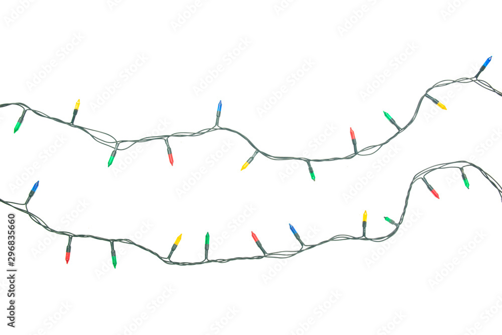 String of Christmas lights isolated on white background With clipping path. String of Christmas lights isolated on white background With clipping path.