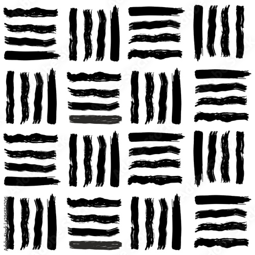 Abstract pattern with ink hand drawn brush strokes