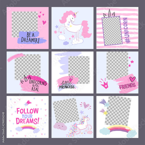 9 editable layout templates for social media, mobile apps, banner or flyer de...