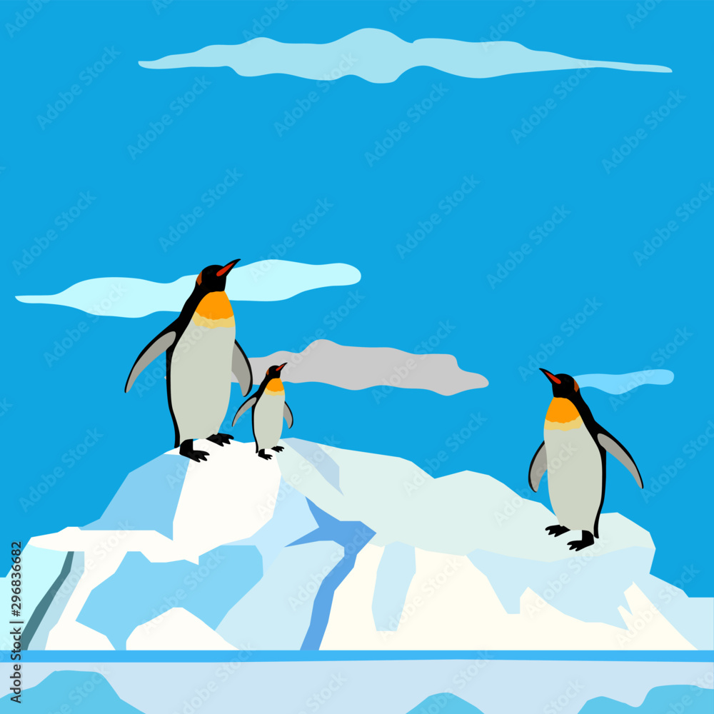Obraz premium background in blue colors, penguins on the iceberg